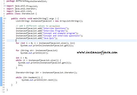 list iterator example java.